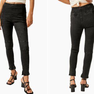 NWT Free People We The Free Bella Moto Skinny Jeans Black Size 25